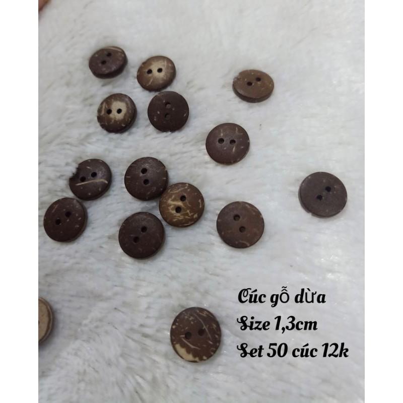 Set 50 Nút gỗ dừa làm đồ handmade 1,1cm - 2cm