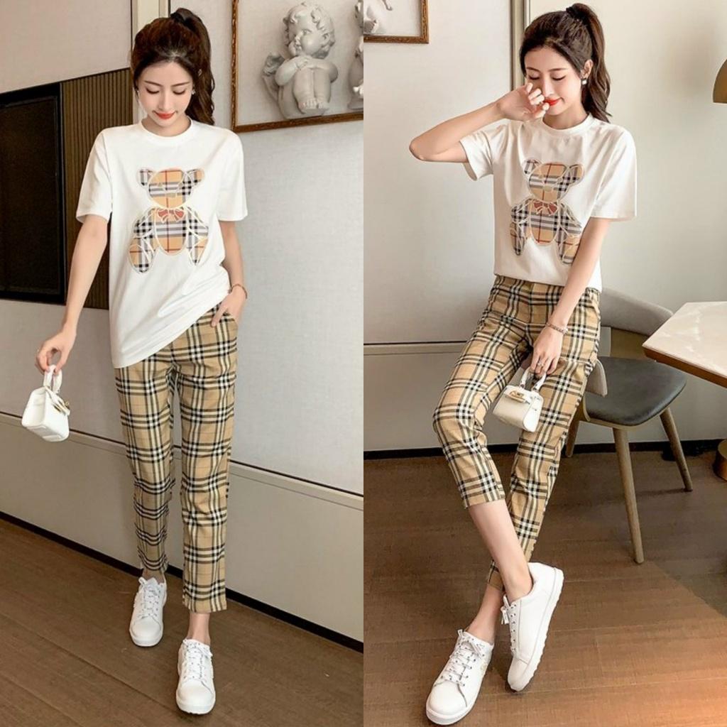 SET BỘ THỜI TRANG FOM RỘNG PHỐI HỌA TIẾT BBR GẤU THÊU