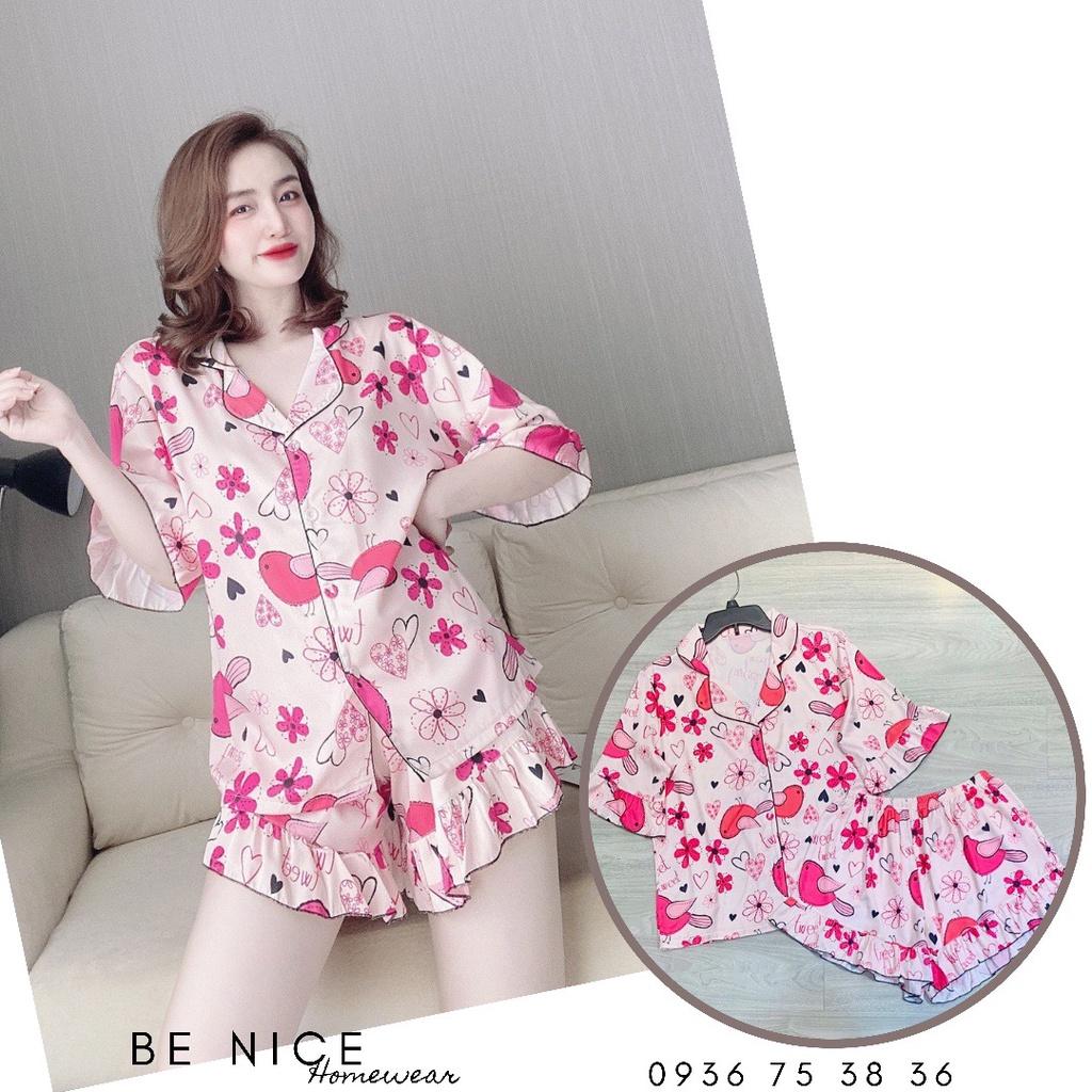 Set pijama lụa Be Nice Homewear phối bèo lạ mắt nhiều họa tiết xinh xắn