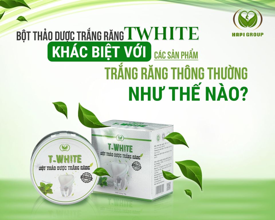 Bột Thảo Dược Trắng Răng T-White 50g giảm hôi miệng nhiệt miệng viêm nướu giúp trắng răng hơi thở thơm mát