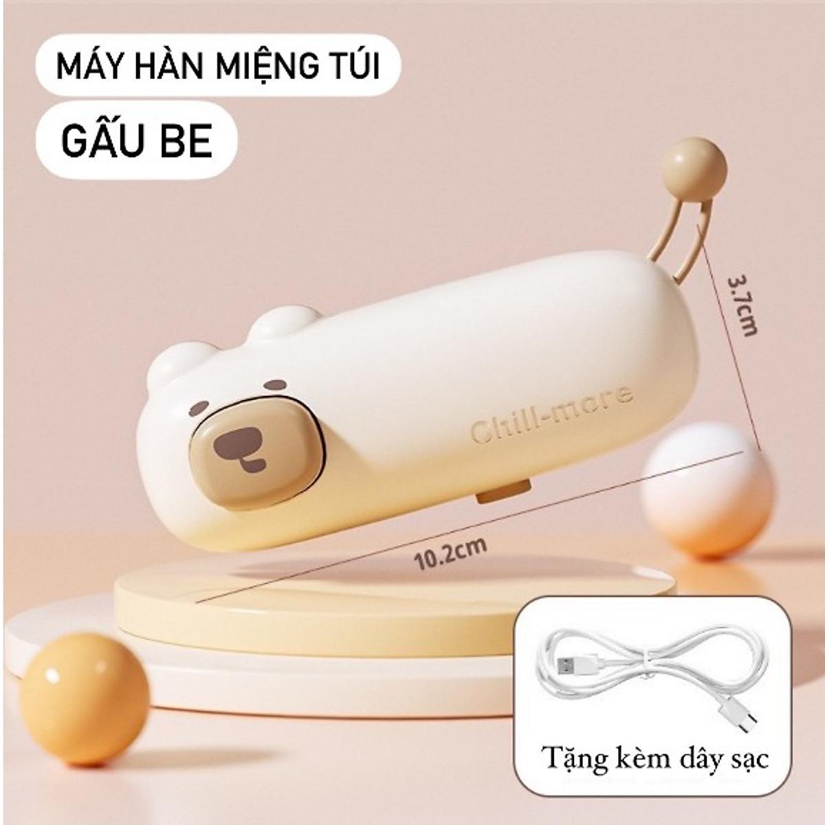 Máy Hàn Miệng Túi Cầm Tay Cute, Máy Ép Miệng Túi Sạc Pin Tích Hợp Nam Châm Kèm Đầu Cắt Tiện Dụng - Hàng Chính Hãng