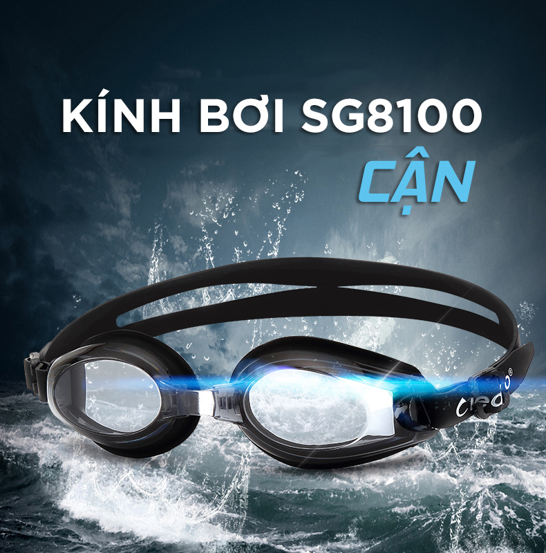 Kính Bơi Cận Từ 2 Đến 8 Độ Kính Bơi Người Cận  Dây Đeo Êm Ái Đệm Mũi Dẻo Dai Chống UV Cleacco SG8100 Boro Sport