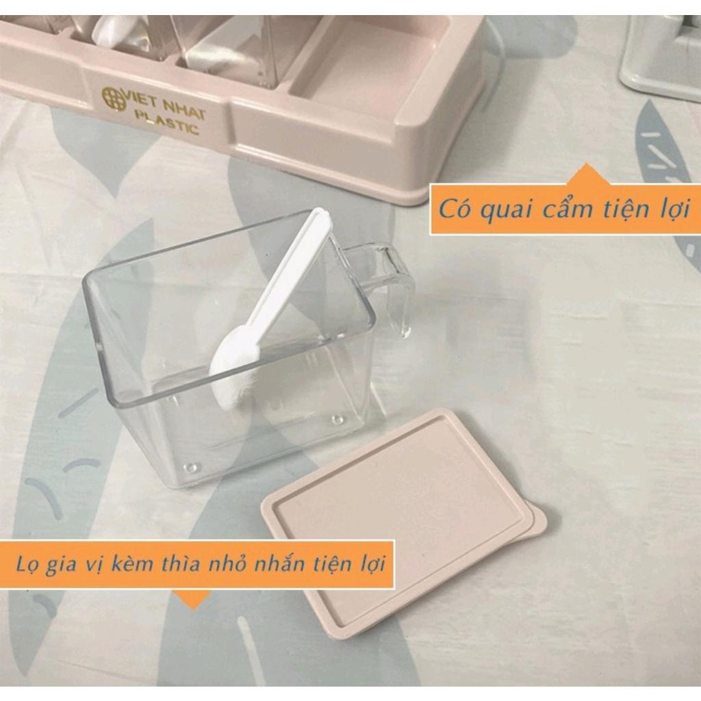 Bộ 4 lọ đựng gia vị có thìa -Hũ đựng gia vị có nắp đậy tiện dụng bền đẹp có nắp đậy tiện dụng