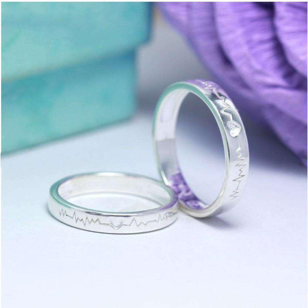 Nhẫn cặp bạc 925 nhịp tim