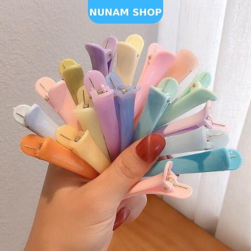 Set 5 kẹp tóc mỏ vịt màu trơn pastel cực xinh trang điểm làm tóc Nunam Shop