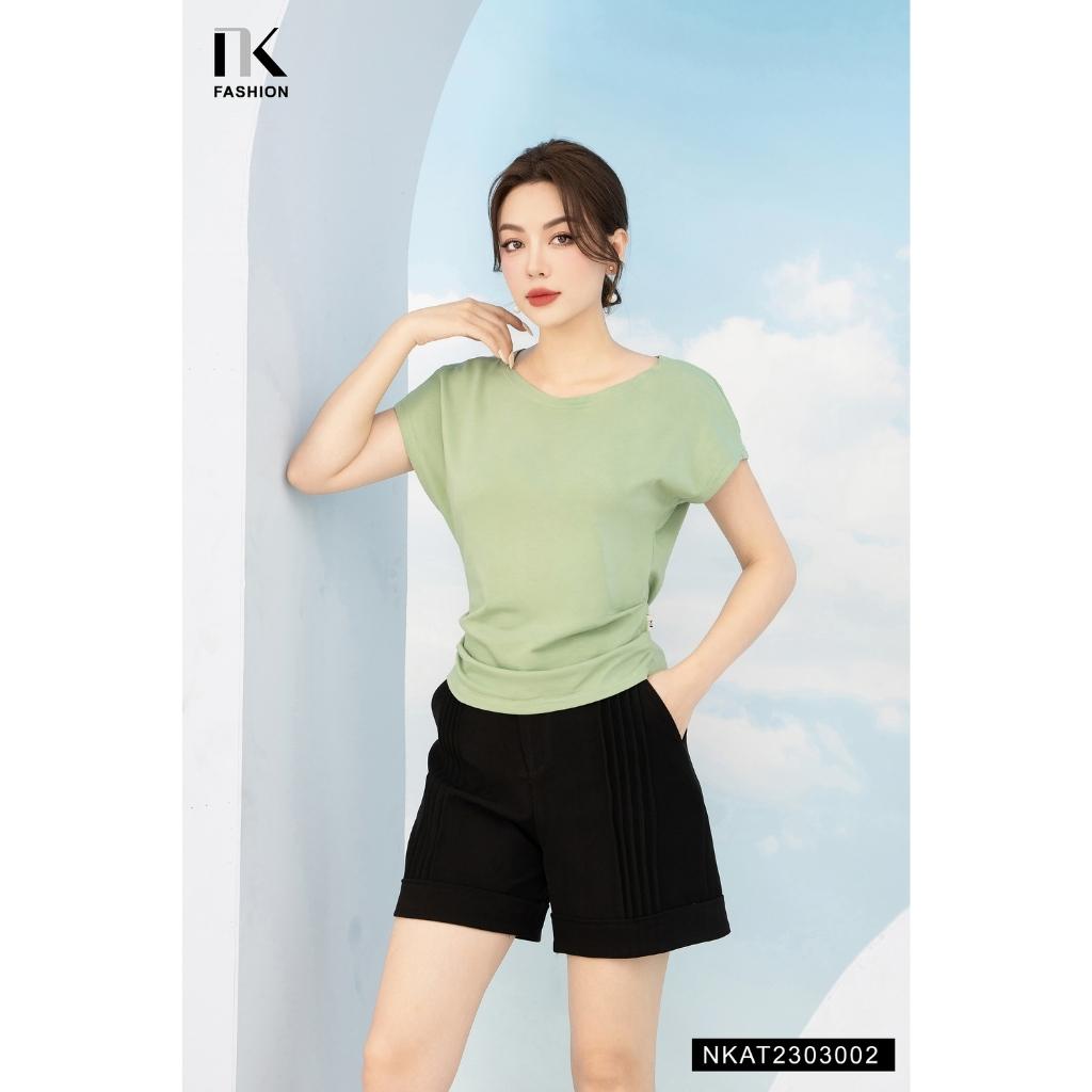 Áo Cổ Thuyền Xếp Gấu NK FASHION Thiết Kế Basic Chất Vải Nhập Hàn Cao Cấp Thoáng Mát Không Nhăn NKAT2303002