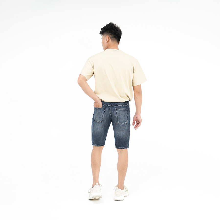 Quần Short Jeans Nam Form Slimfit Cotton Xanh Rách - Hunter X-Rays S51