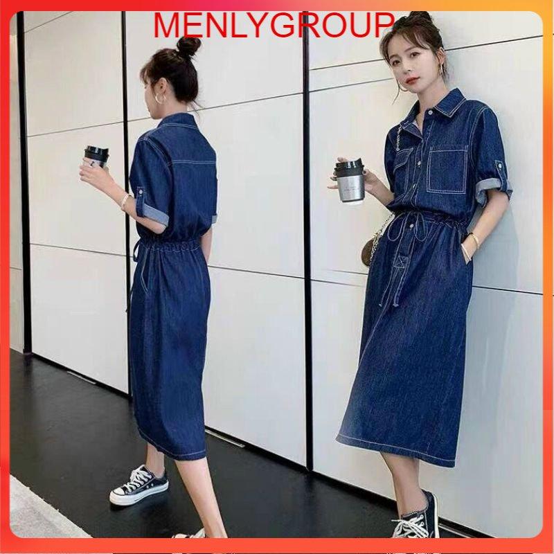 ĐẦM JEAN DENIM EO RÚT TÚI NẮP