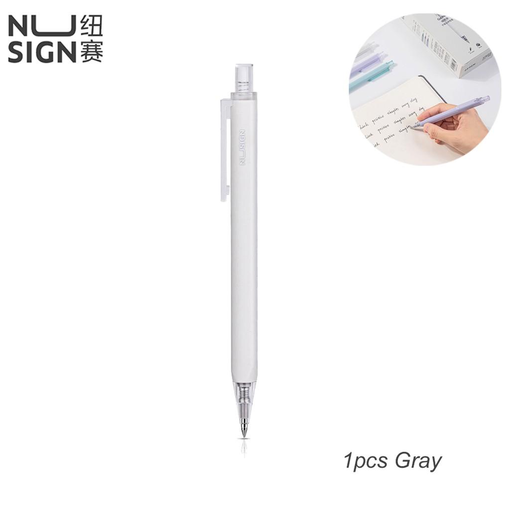 Bút bi dạng gel cao cấp Nusign - Mực đen - Ngòi 0.5mm đầu bấm - Xanh ngọc/Trắng/Tím - 1 chiếc - NS649