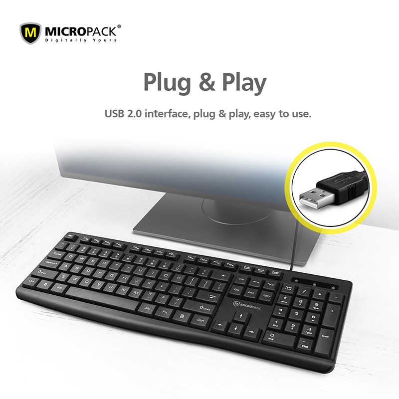 Bàn Phím Có Dây MicroPack OFFICE LITE 2 K-206 Với 12 Phím Đa Phương Tiện Tương Thích HĐH Windows/ MacOs Hàng Chính Hãng