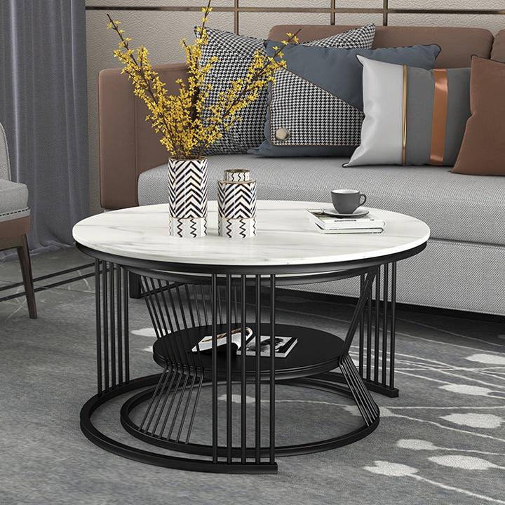 Bàn trà sofa mặt đá vân mây phòng khách cao cấp, bàn tiếp khách sofa hiện đại - bảo hành 12 tháng