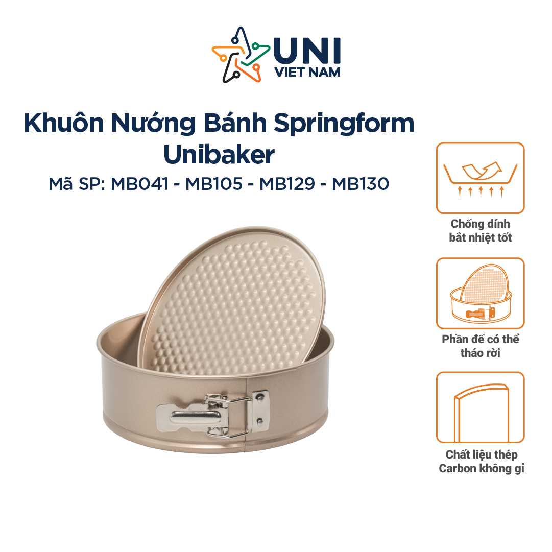 Khuôn nướng bánh Spring Form 16-22cm Unibaker MB129, MB130, MB041, MB105