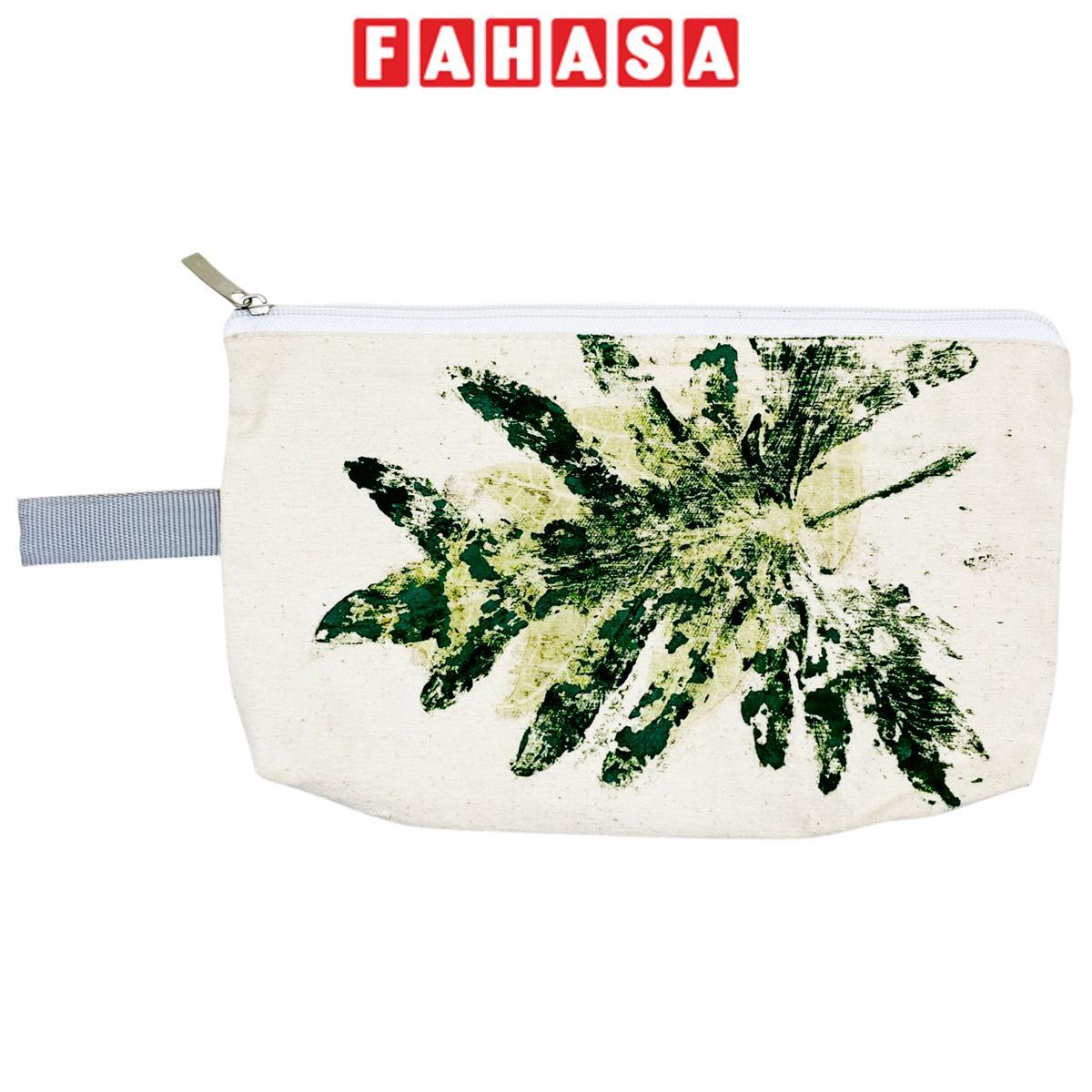 Túi Bút Vải Canvas In Hoa Lá Tươi - Saigon Zerowaste - Mẫu 2