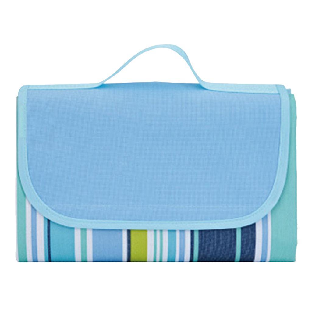 Waterproof Picnic Blanket Travel Outdoor Beach Camping Rug Blue Stripe