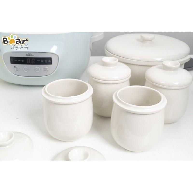 (BẢN QUỐC TẾ) Nồi nấu cháo ninh hầm Bear 2,5l kèm 4 thố 0,4l (Nấu và hấp cùng lúc) - Hàng chính hãng