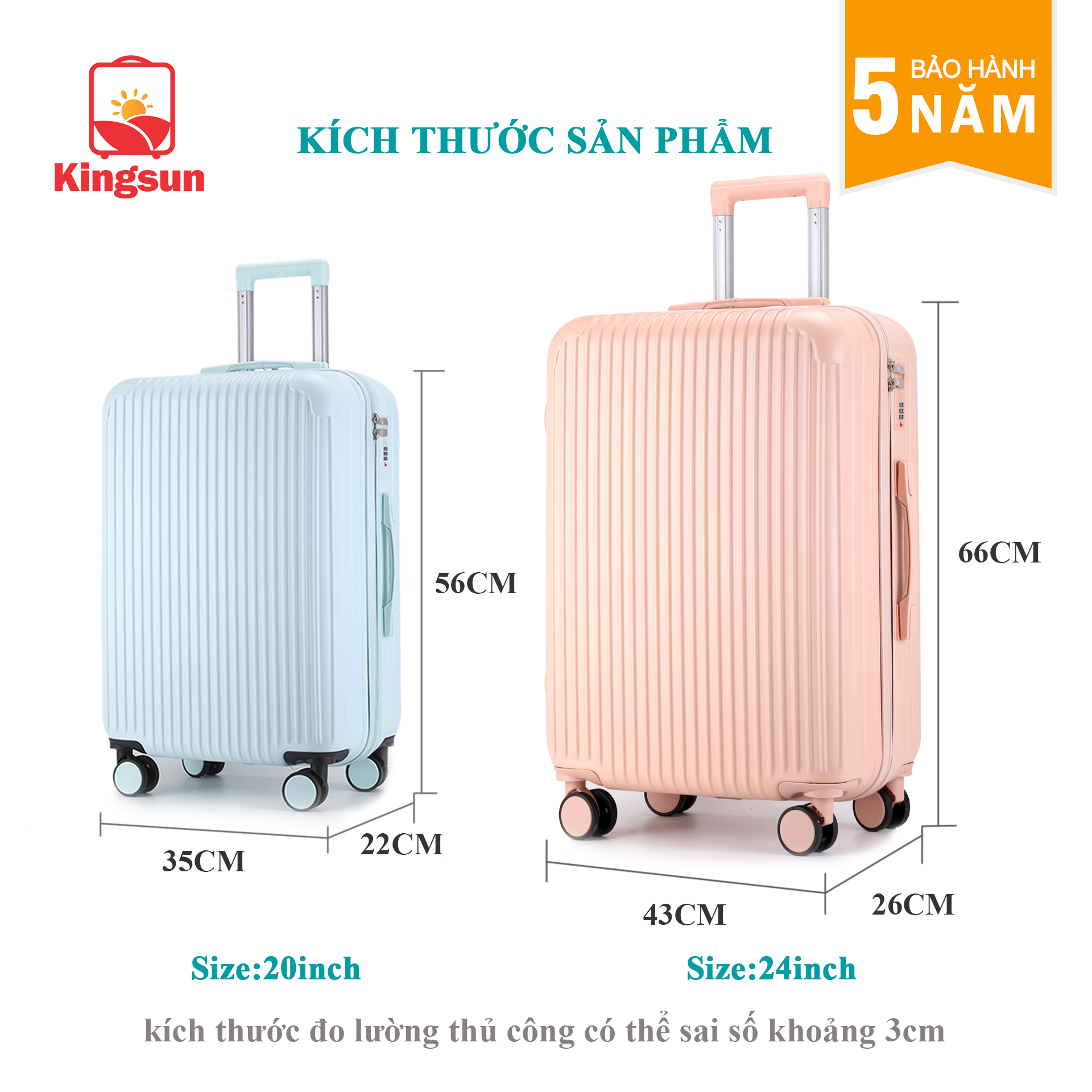 Vali Kéo Du Lịch Size 20inch KS-T01 - Bảo Hành 5 Năm