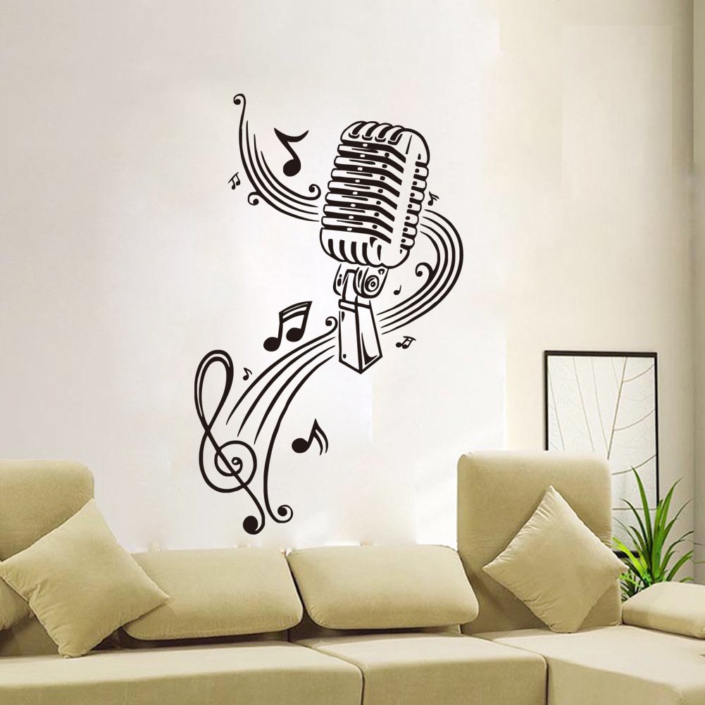 Decal dán tường âm nhạc thăng hoa cảm xúc trang trí phòng nhạc, studio ấn tượng, sang trọng