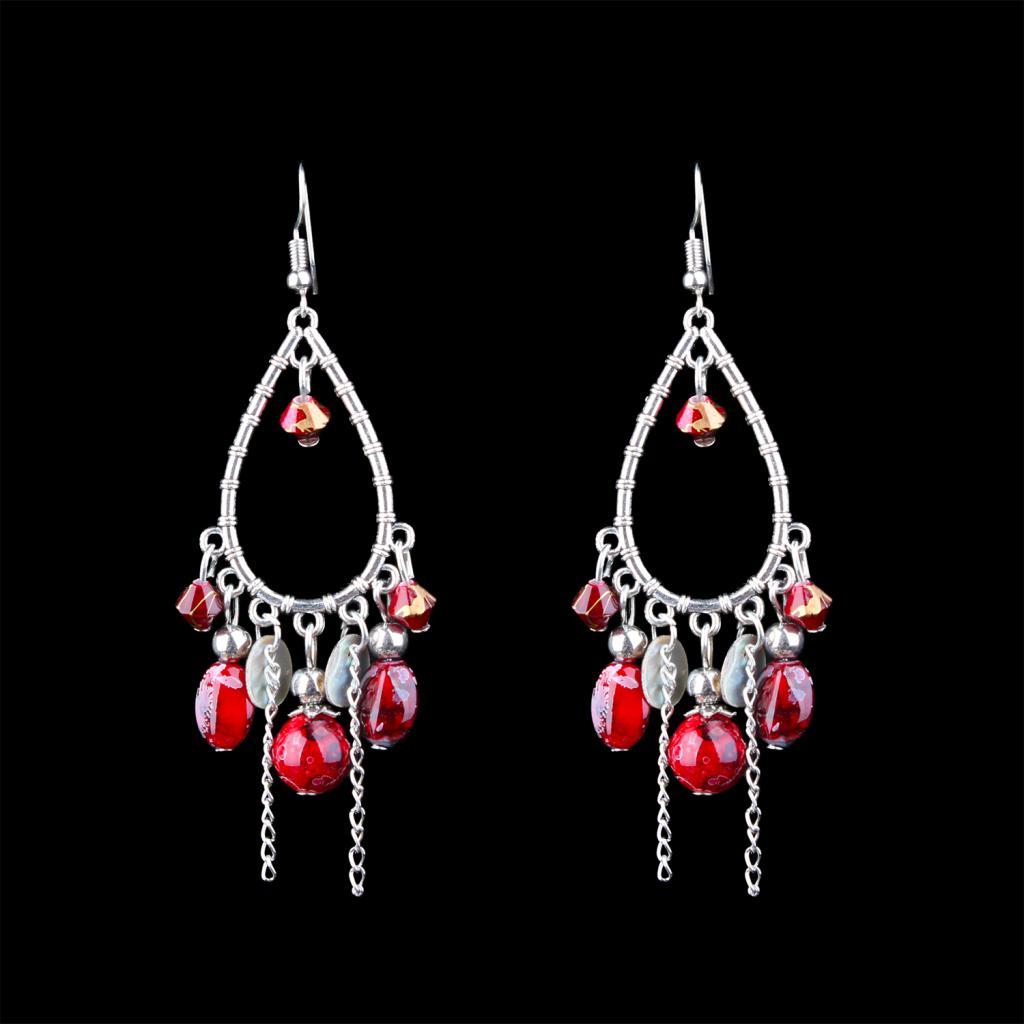 Fashion Bohemia Red Beads Dangle Earrings Retro Elegant Party Ornaments