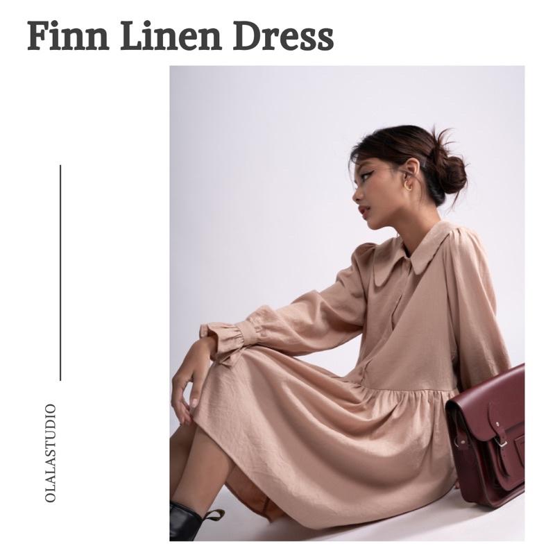 OLALASTUDIO Đầm linen dáng babydoll tay dài - Finn Line Dress