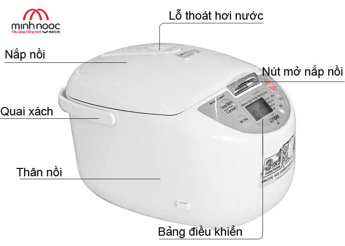 HÀNG CHÍNH HÃNG: Nồi cơm điện Tiger dung tích 1.0l JBA - A10W MADE IN JAPAN màu trắng