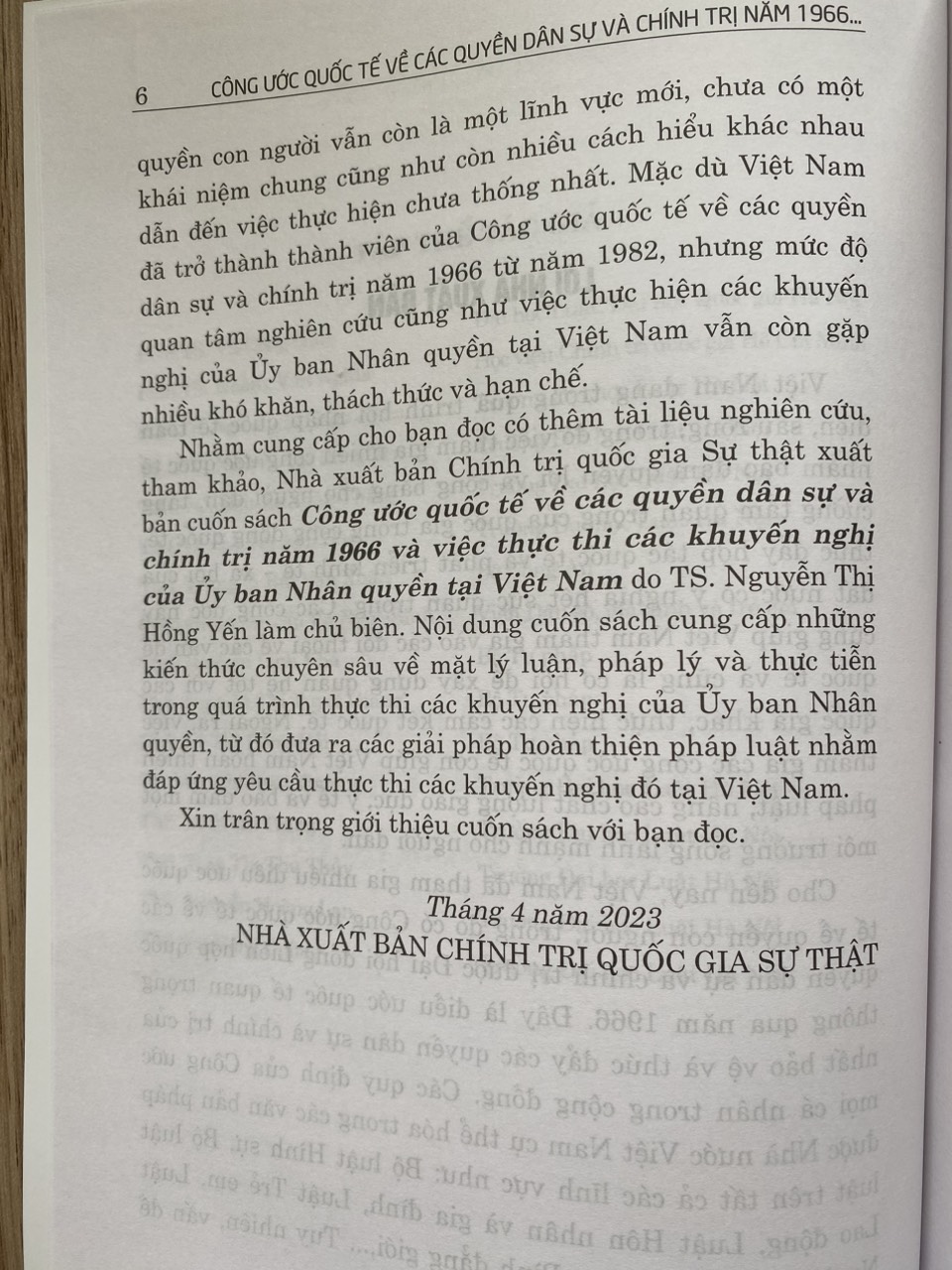 Công ước quốc tế về các quyền dân sự và chính trị năm 1966 và việc thực thi các khuyến nghị của ủy ban nhân quyền tại Việt Nam