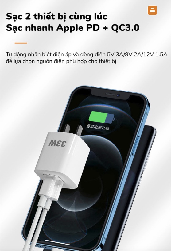 Cốc hỗ trợ sạc nhanh Gan 33W RY-U33 sạc 1 lúc 2 thiết bị