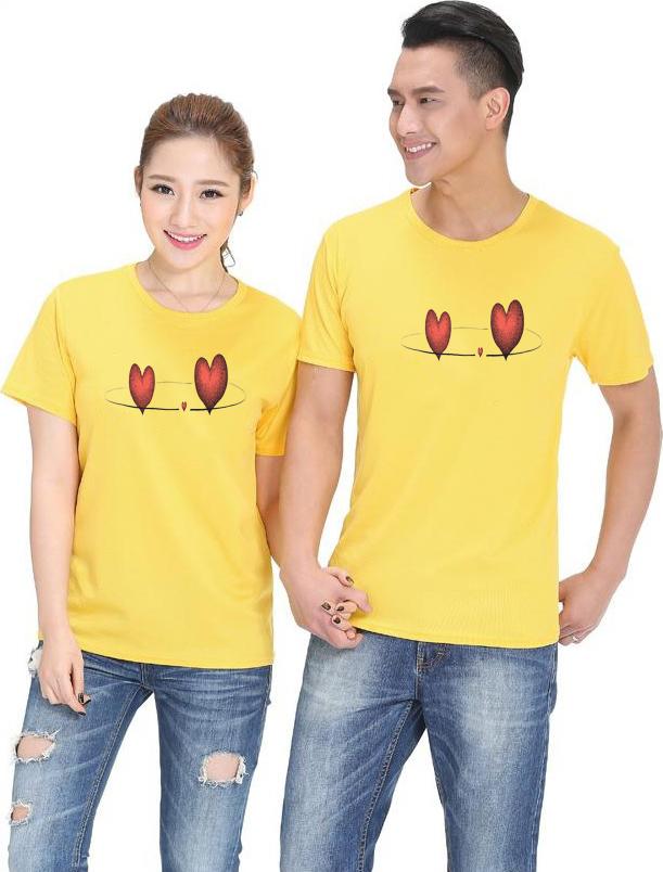 Bộ Áo Thun Đôi Nam Nữ Màu Vàng A391