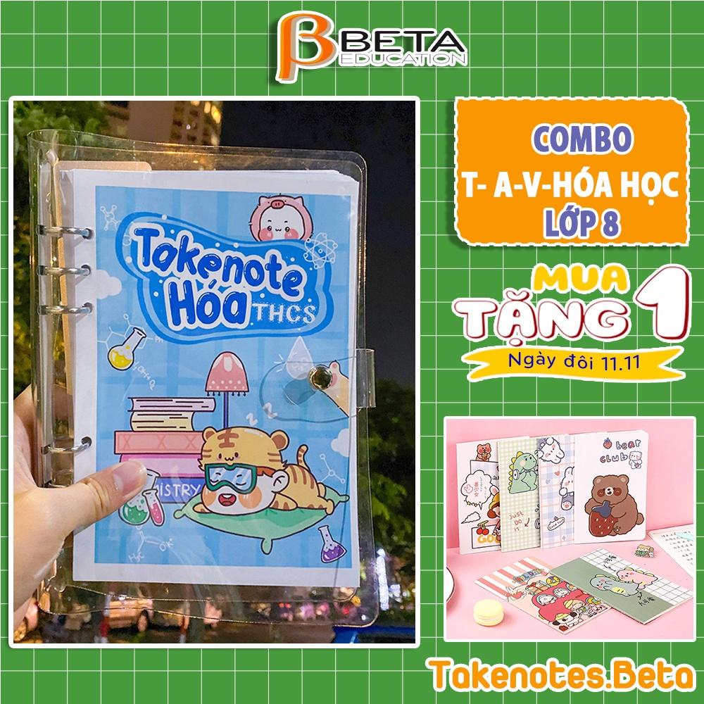 Combo 4 sổ takenote Văn Toán Anh Hóa lớp 8, sổ tay ghi chú lò xo xoắn a5, a6 hoặc sổ còng đóng binder - takenotes beta