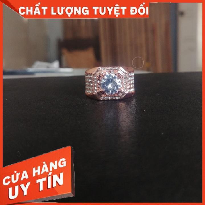 Nhẫn Nam Nữ Đính Đá Màu Vàng Hồng Bền Đẹp Cao Cấp Ảnh Thật - Nhẫn Chất liệu Titan Không Gỉ - Elas Ring