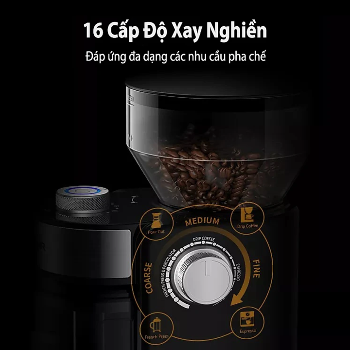 [Nhập CECAMP70KD1 giảm 70K] Máy xay cà phê cao cấp thương hiệu Shardor CG835B - HÀNG NHẬP KHẨU