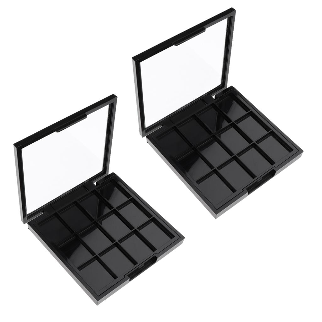 2pcs Empty Makeup Eyeshadow Palette Blusher Lipgloss Powder DIY Case 12 Grid