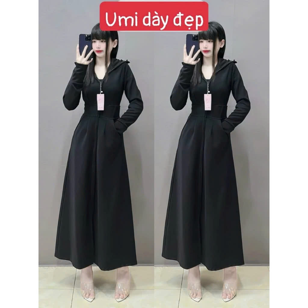 Áo khoác chống nắng nữ toàn thân 2 lớp cao cấp mũ trùm đầu tay xỏ ngón UPF50+ MÀU XÁM ĐẬM Size XL 53-66kg Vải Umi Cotton Co Dãn 4 Chiều Dày Dặn Làm Mát | Thời Trang | Đa Dụng
