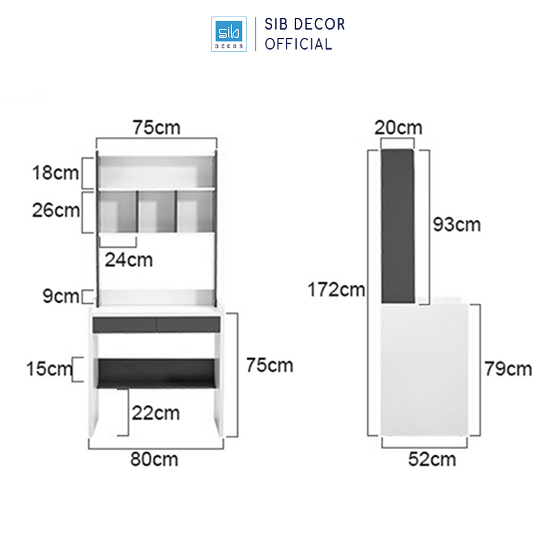 Bàn Học Gỗ Nhiều Ngăn Tiện Lợi Cho Học Sinh Thương Hiệu SIB Decor