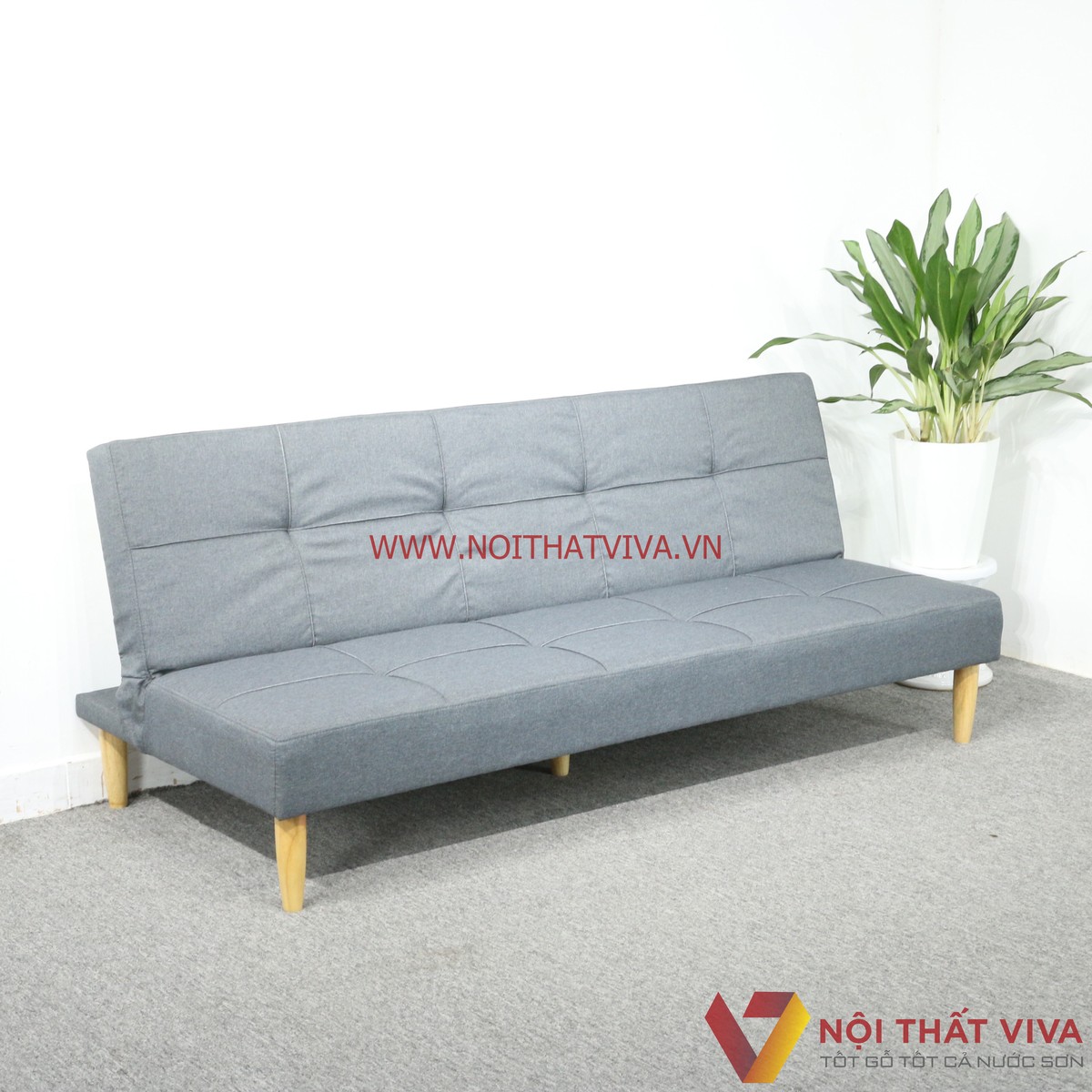 Ghế Sofa Xếp Thành Giường Ngủ Bọc Nỉ Màu Xám Hiện Đại Đẹp Giá Rẻ