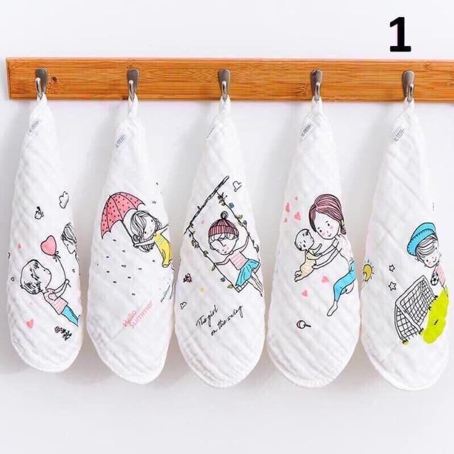 Sét 5 khăn mặt xô 6 lớp cao cấp