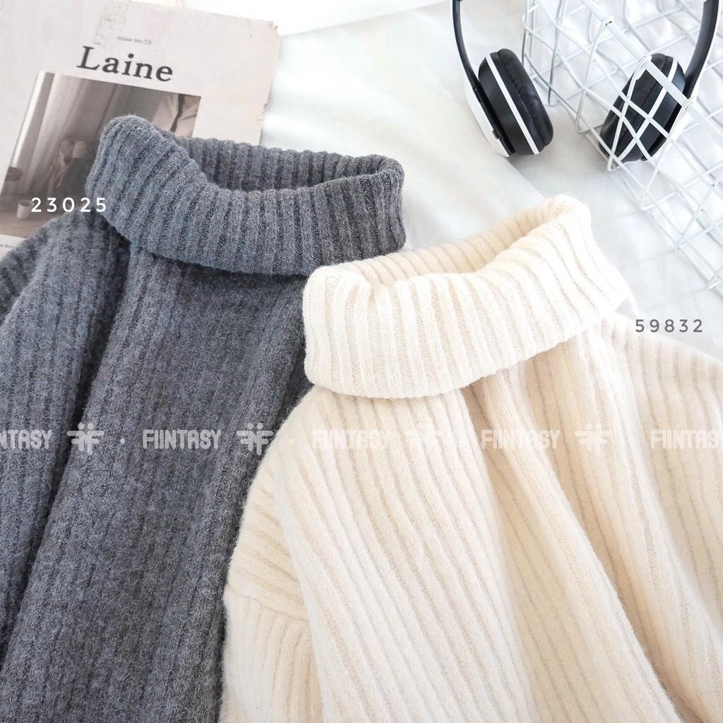 Áo len cổ lọ trơn sọc dài tay nhiều màu Unisex Ulzzang - Made by Fiin