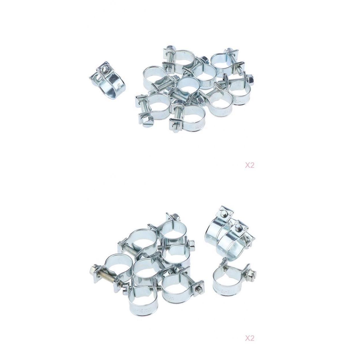 20x Adjustable Stainless Steel Hose Pipe Clips Kit Ø 11-13mm & 13-15mm