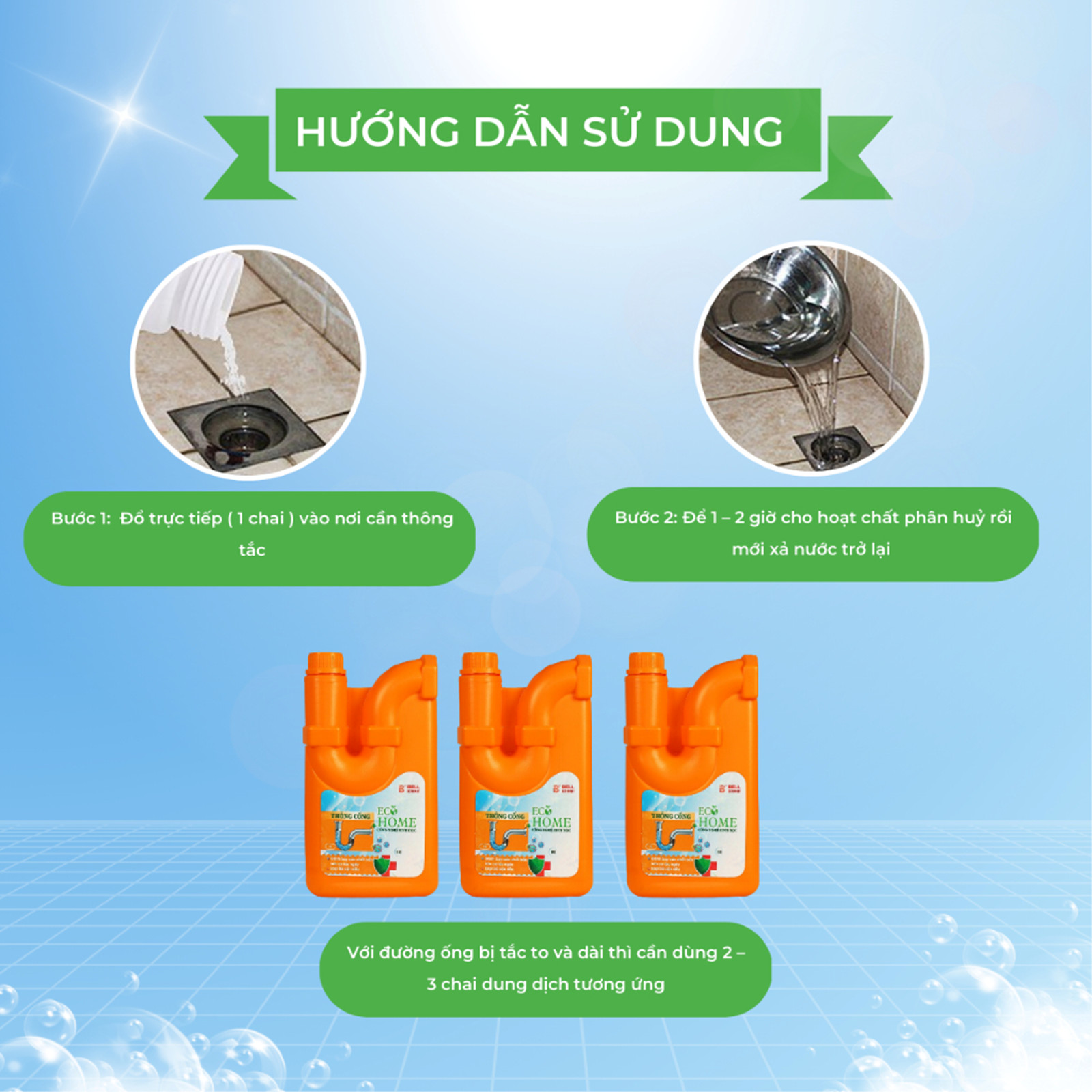 Nước Thông Cống Công Nghệ Sinh Học ECOHOME 1 Lít Giúp Phân Hủy Nhanh Chóng Các Chất Hữu Cơ Trong Đường Ống Thoát Nước