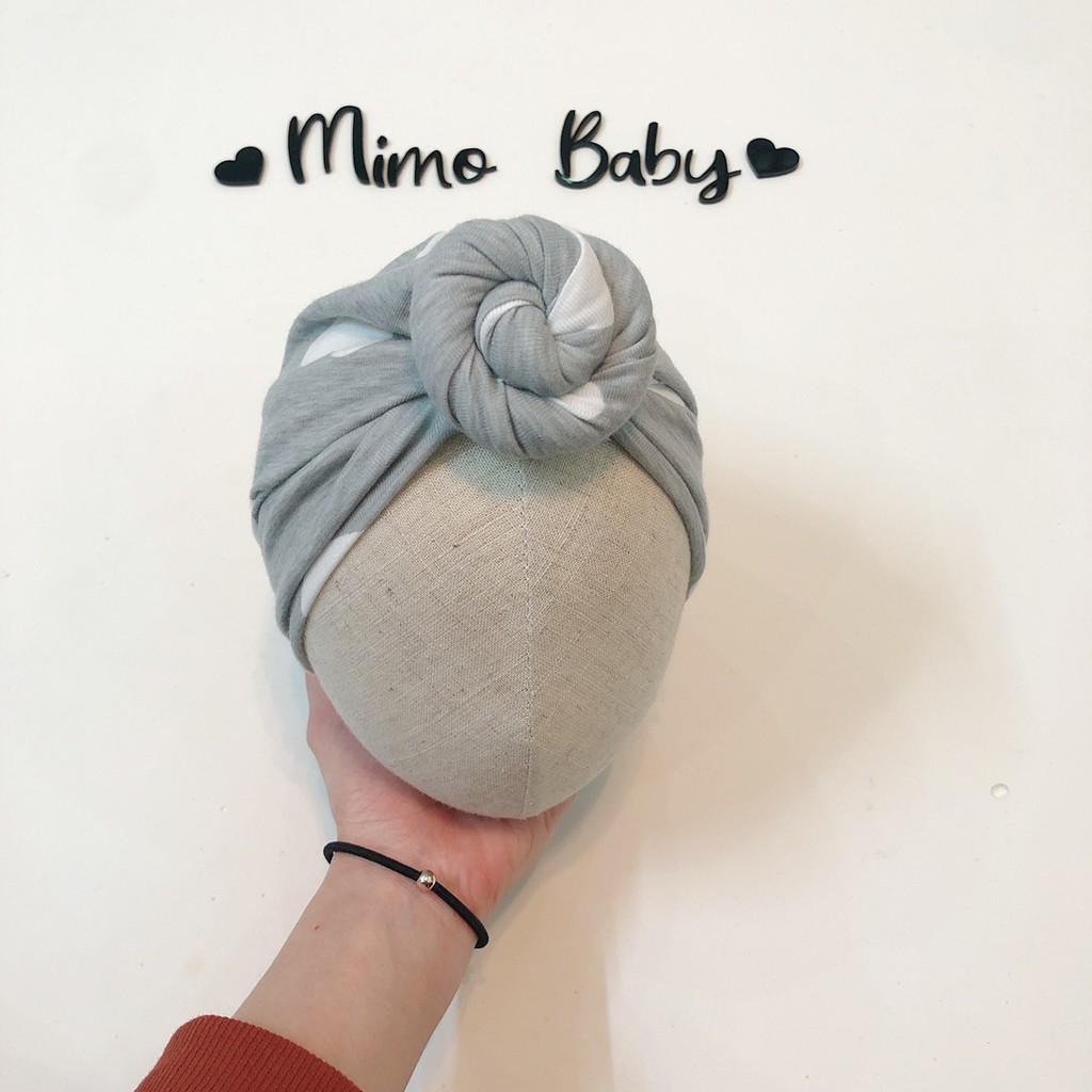 Mũ turban bé gái (4-8kg) - Tone Xám