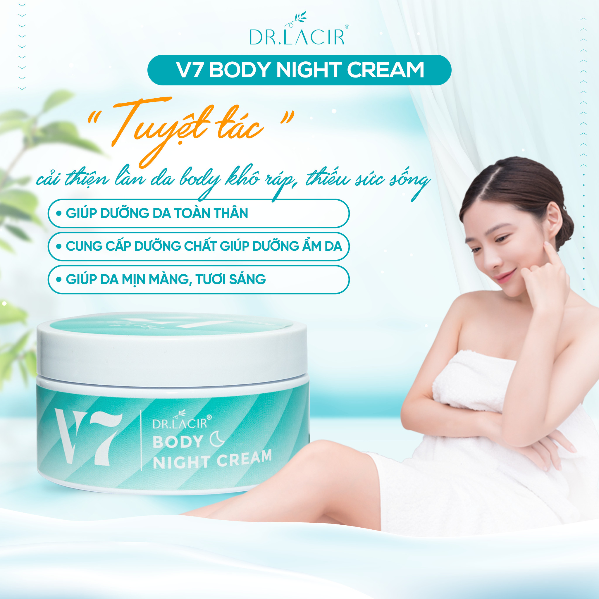 Kem Dưỡng Body Ban Ngày V7 Dr.Lacir chống nắng, trắng da, dưỡng ẩm, chống lão hoá và tạo lớp makeup nhẹ nhàng