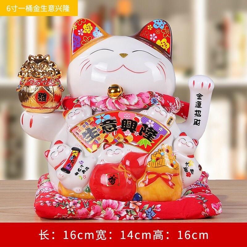 Mèo thần tài, mèo may mắn neko maneki 16cm 6inch