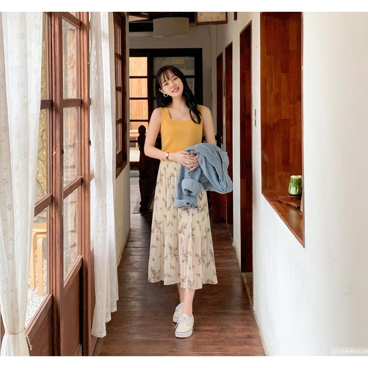 Áo 2 dây bản to cổ vuông