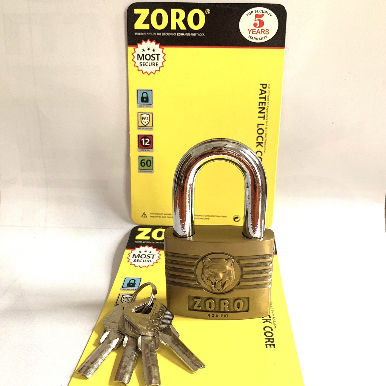 Ổ khóa chống cắt ZORO 6 phân đầu cọp càng chống cắt ,khóa cửa chống gỉ chống nước cao cấp
