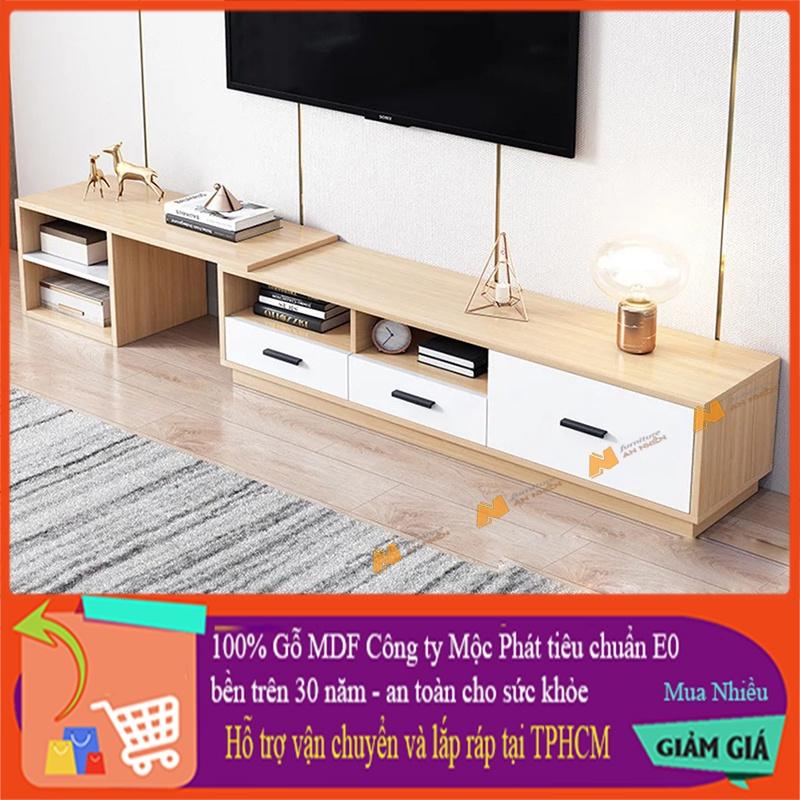 Made in VN Kệ tivi gia đình thiết kế thông minh bằng gỗ mdf 17mm công ty Mộc Phát độ bền trên 30 năm AN053