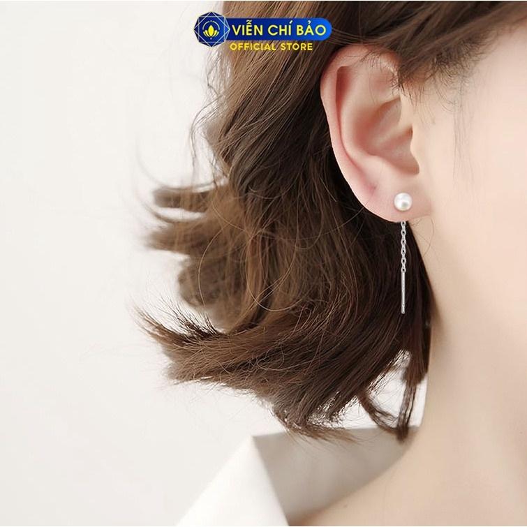 Bông tai bạc nữ trái châu dài chất liệu bạc S925thời trang phụ kiện trang sức nữ thương hiệu Viễn Chí Bảo B400495