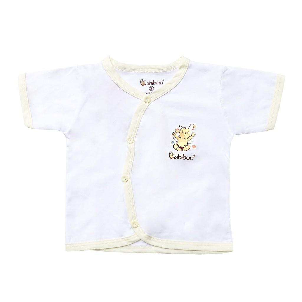 Sơ sinh - Áo sơ sinh cổ tim viền màu tay ngắn BABIBOO - BB08