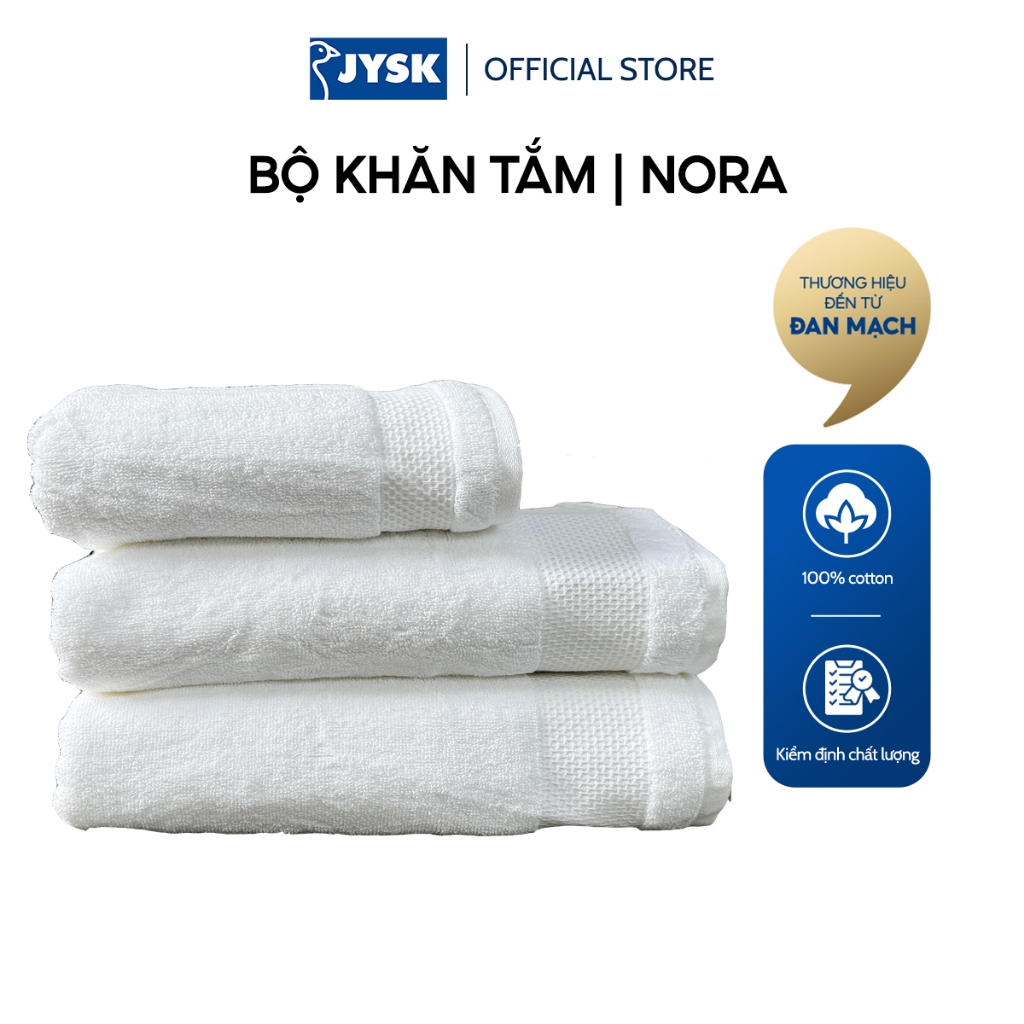 Bộ khăn tắm, khăn mặt cotton thấm hút, mềm mại | JYSK Nora | nhiều màu | nhiều kích thước