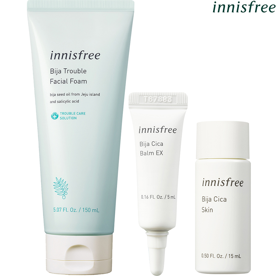 Combo Dưỡng Ẩm Cho Da Mụn Innisfree Bija Trouble Facial - 278002310