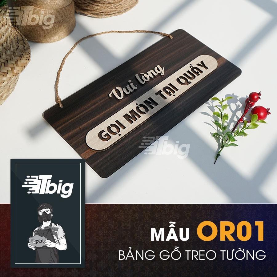 Bảng gỗ treo nội dung vui lòng gọi món tại quầy thiết kế đơn giản sang trọng