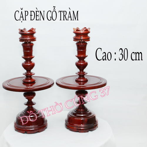 Cặp chân đèn thờ bằng gỗ thờ cúng bàn thờ cửu huyền